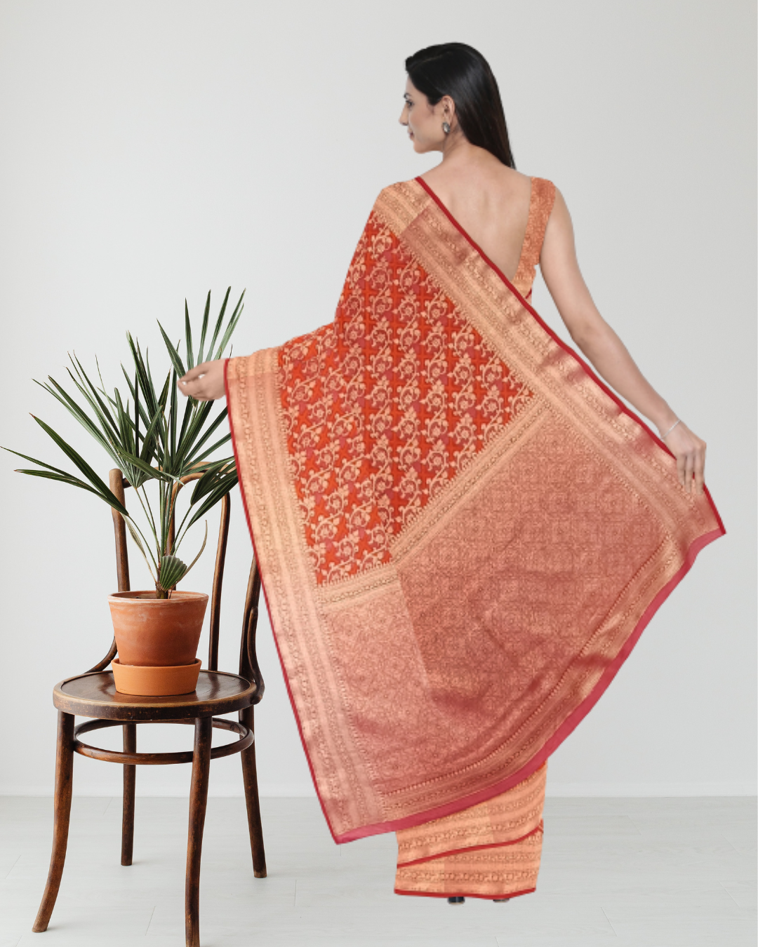 Rust Color Cotton Kota Saree for Women