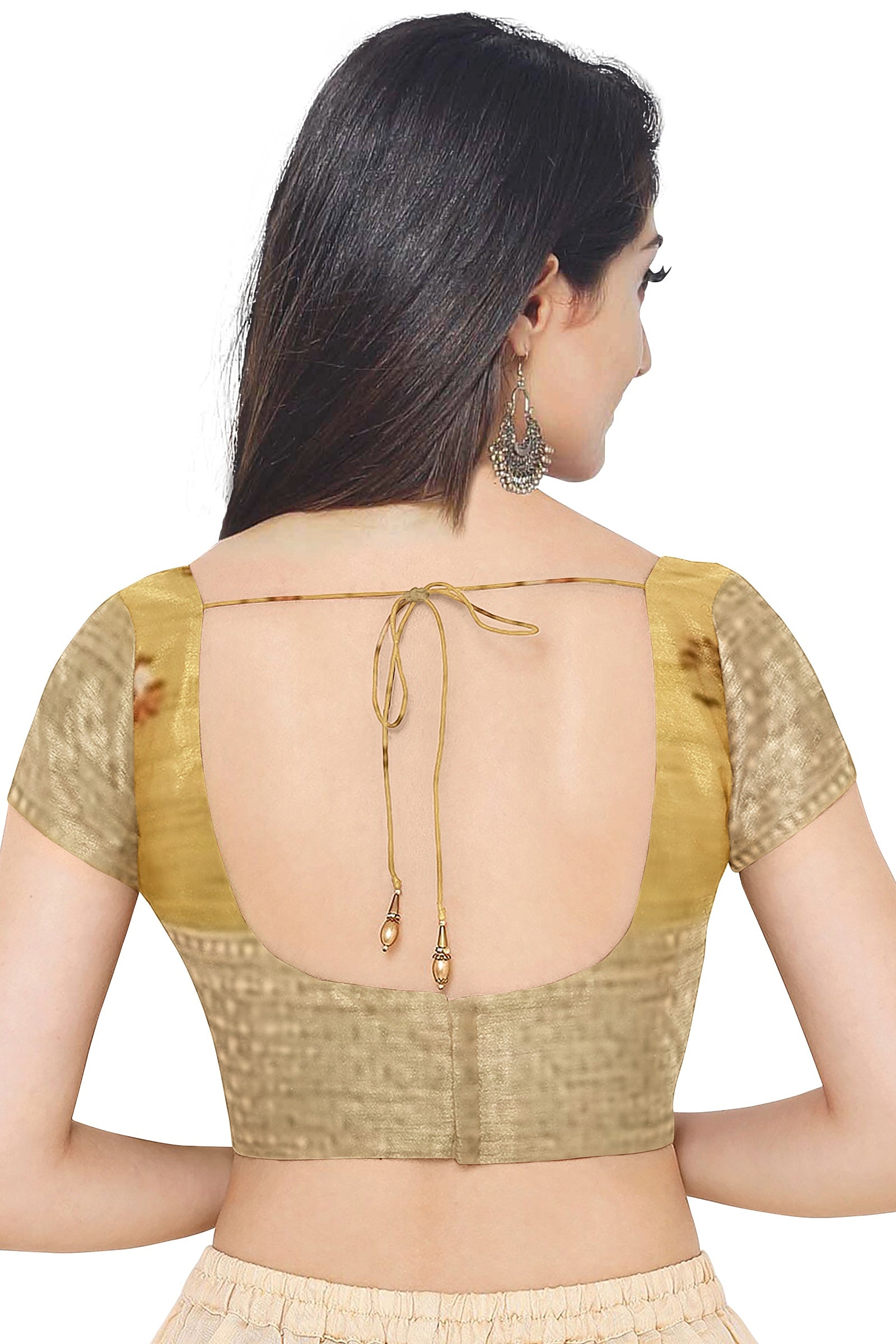 Yellow Color Jute Silk Saree for Women - Front View of Saree Blouse