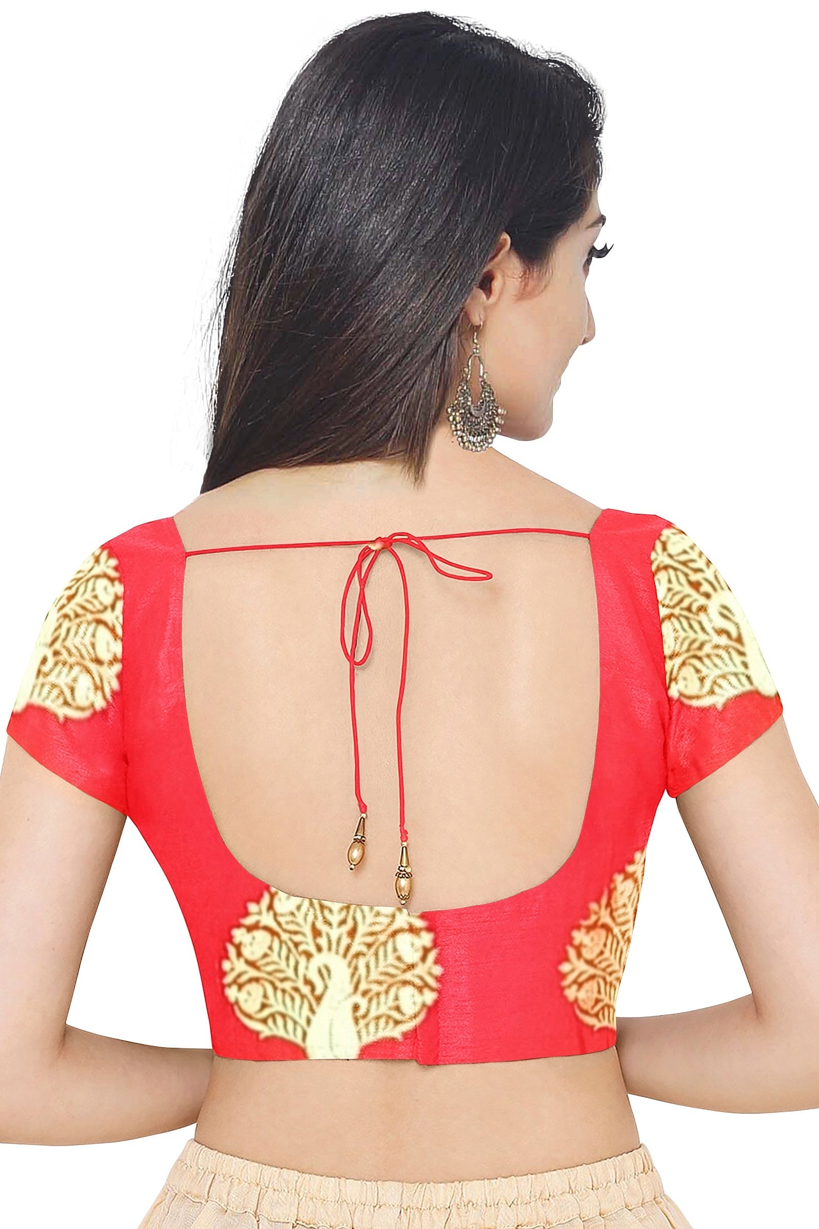 Rani Color Katan Silk Saree for Women - Back Side View of Saree