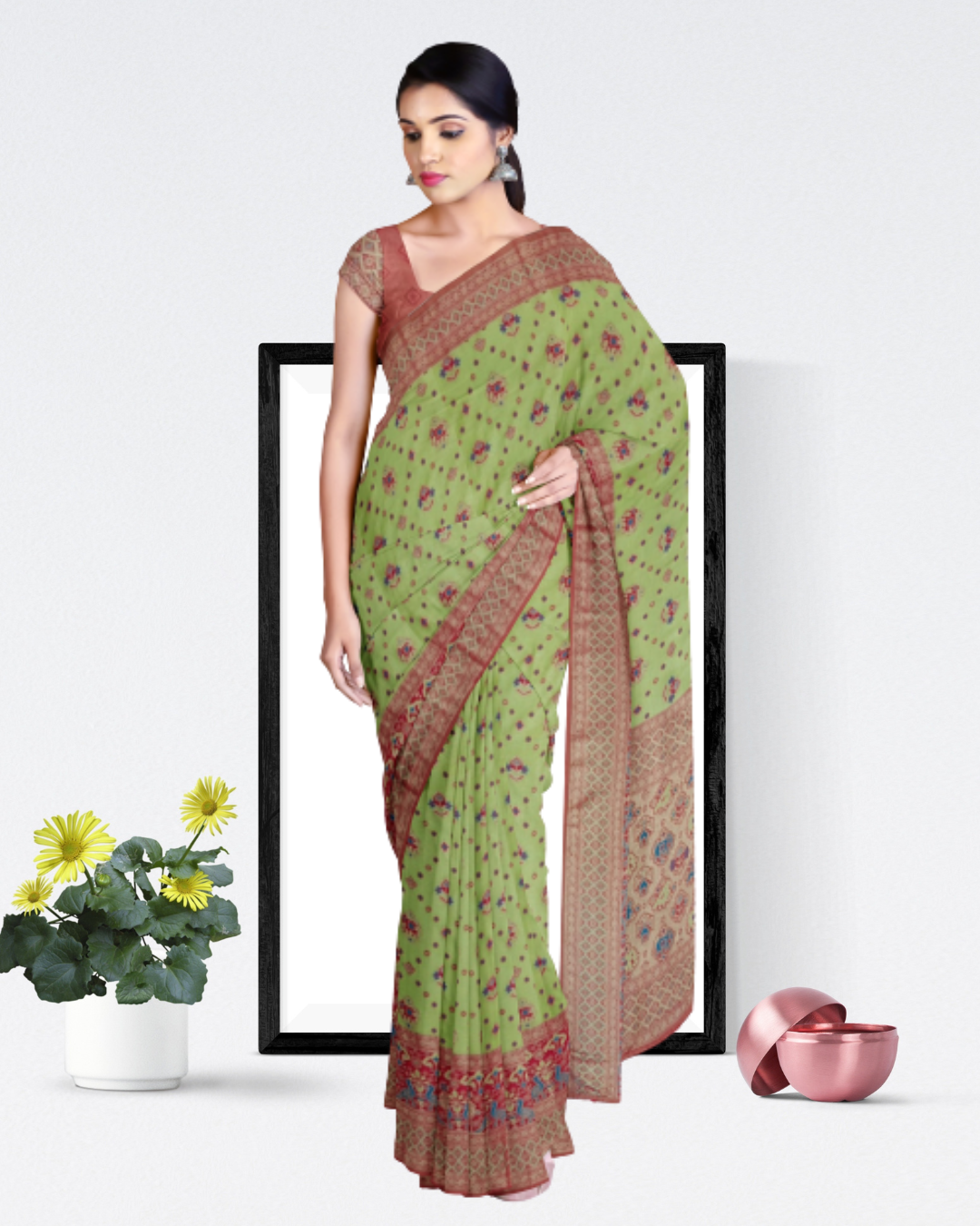 Parrot Color Tissue Patola Saree for Women