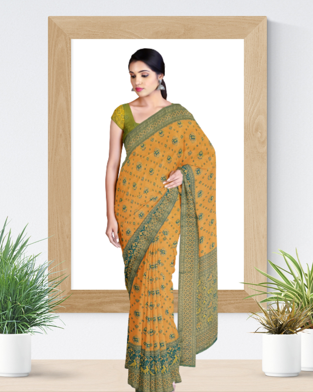 Golden Color Tissue Patola Saree for Women