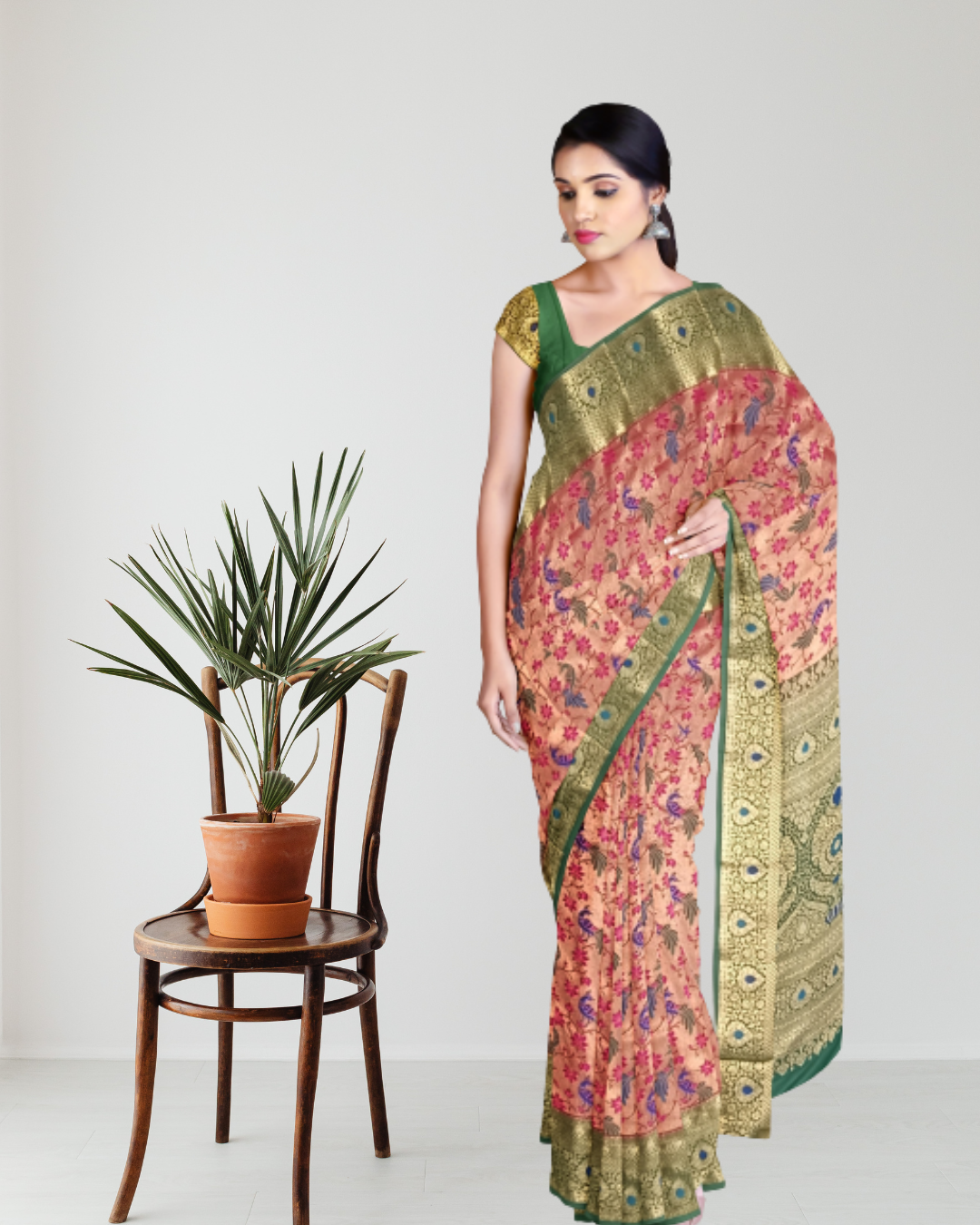 Rani Color Kanchi Tissue Silk Saree for Women