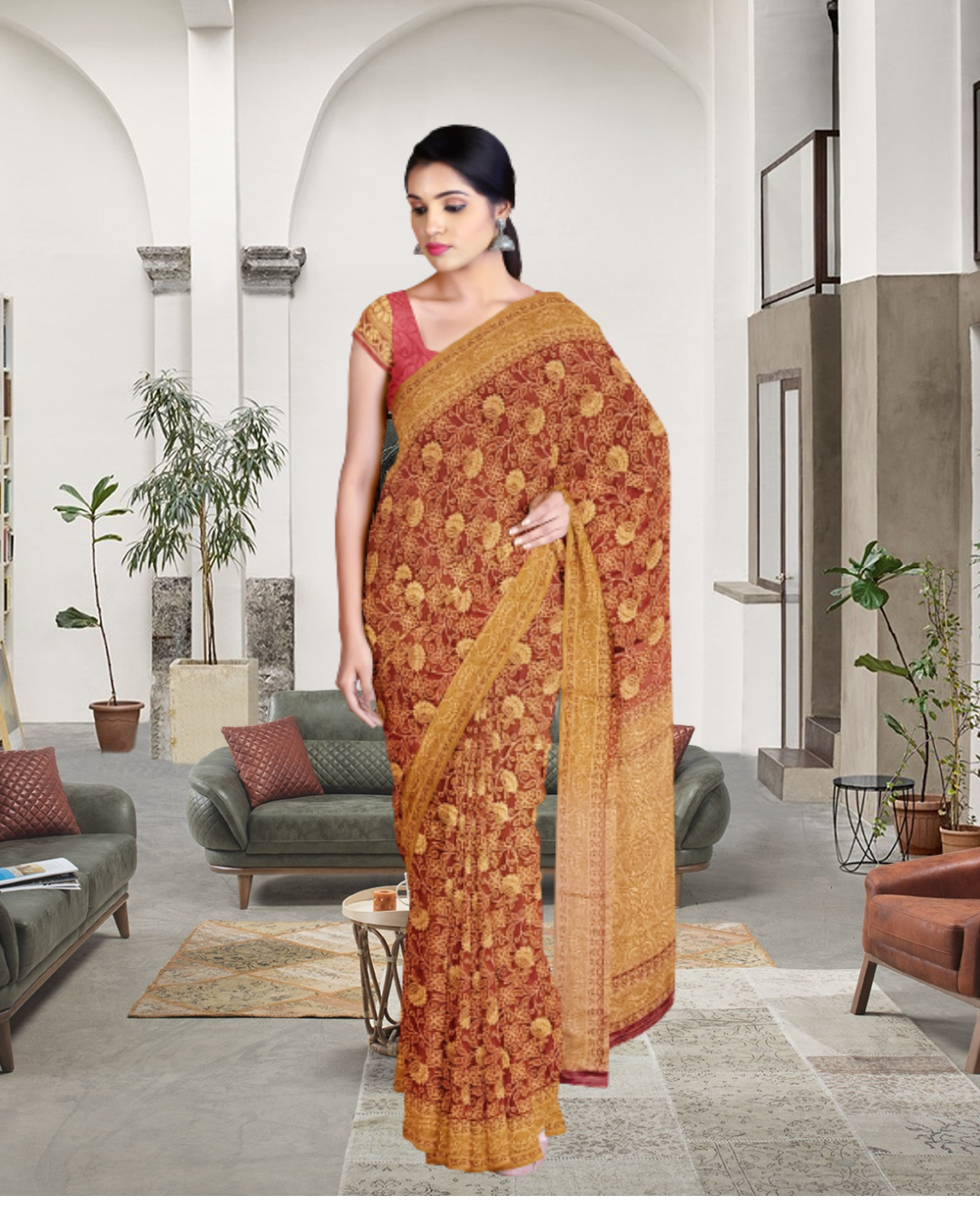 Yellowish Color Gajari Satin Silk Saree for Women