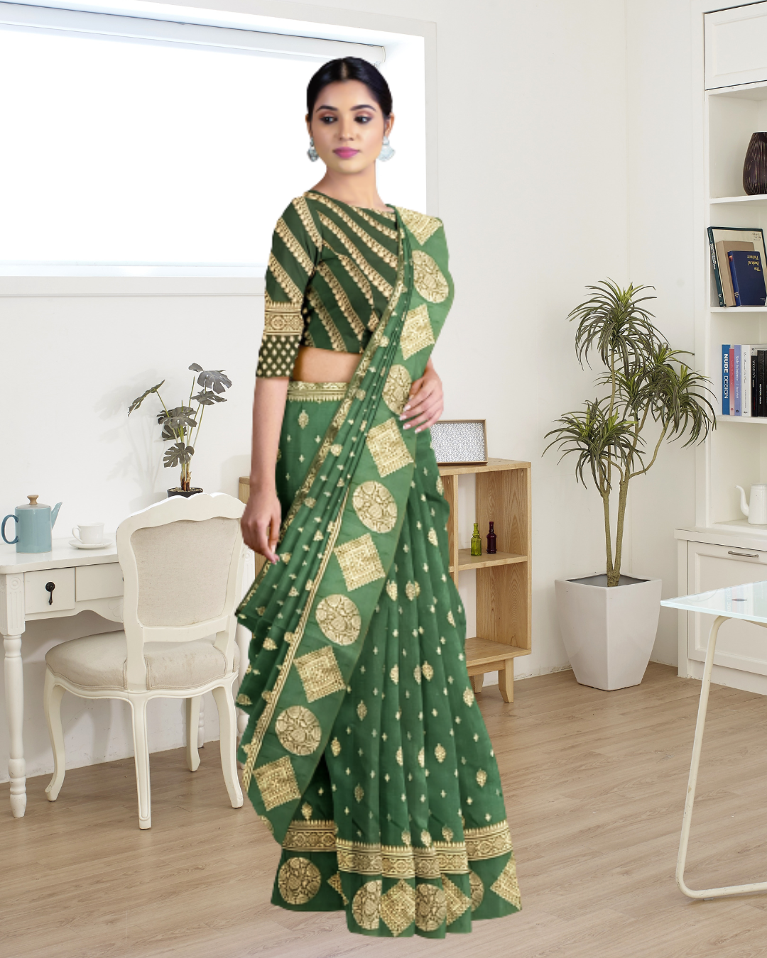 Green Color Banaras Katan Silk Saree for Women