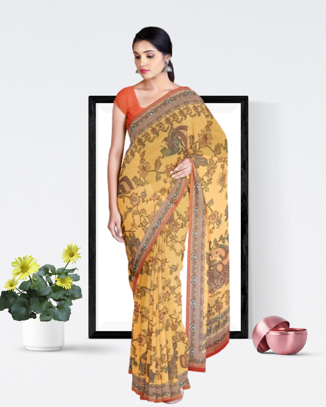 Yellow Color Tussar Silk Saree for Women