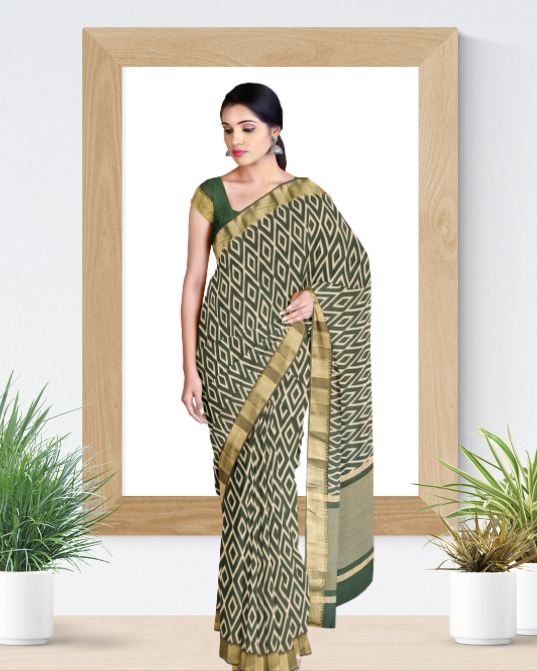 Bottle Green Color Tussar Silk Saree for Women