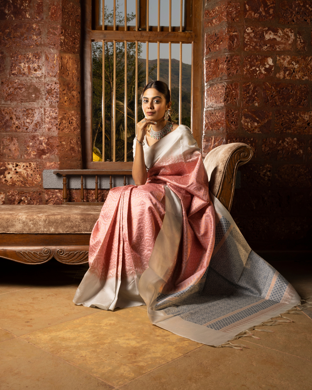 Pink Color Raw Silk Saree for Women