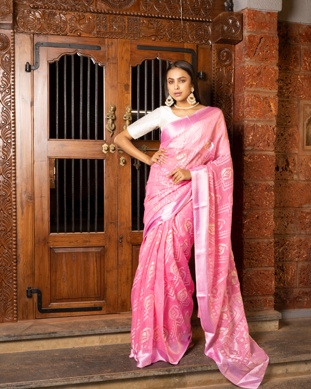 Pink Color Synthatic Braso Silk Saree for Women