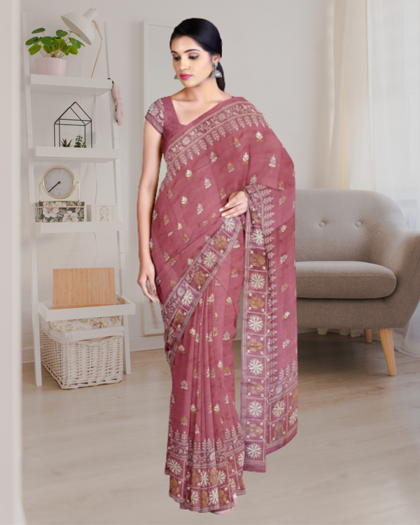 Lavender Color Tussar Silk Saree for Women