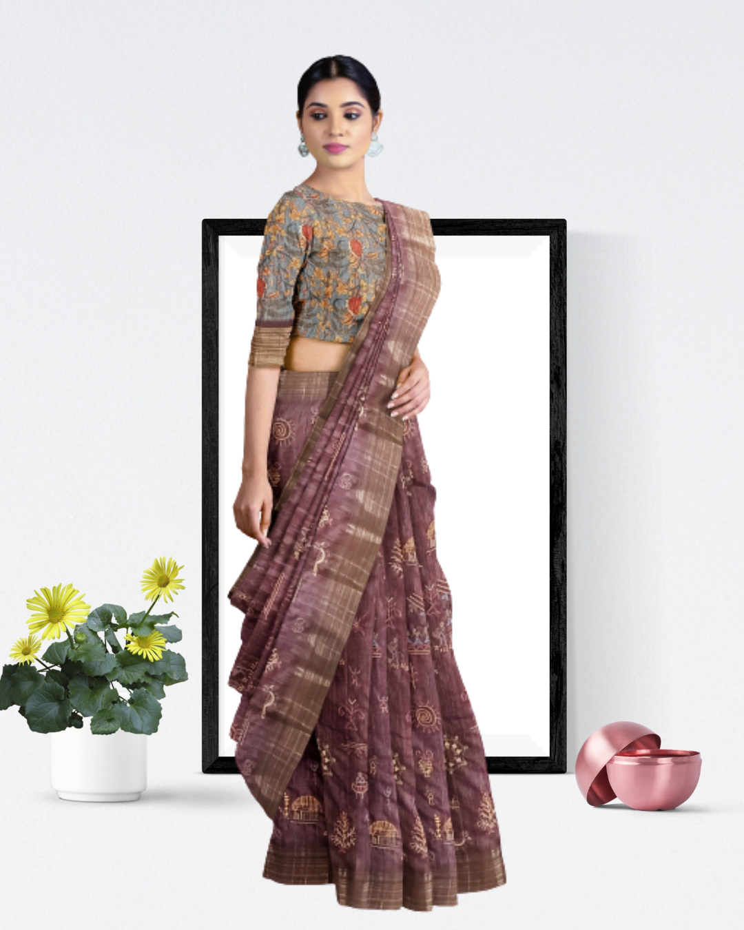 Purple Color Raw Silk Saree for Women - Side View of Saree