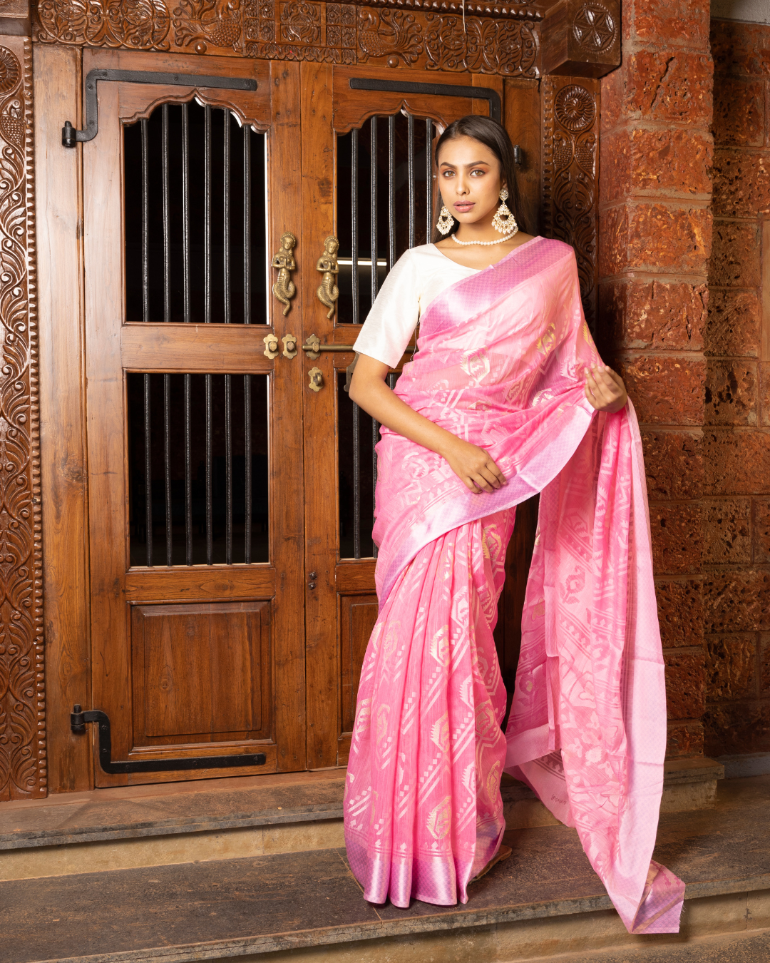 Pink Color Synthatic Braso Silk Saree for Women