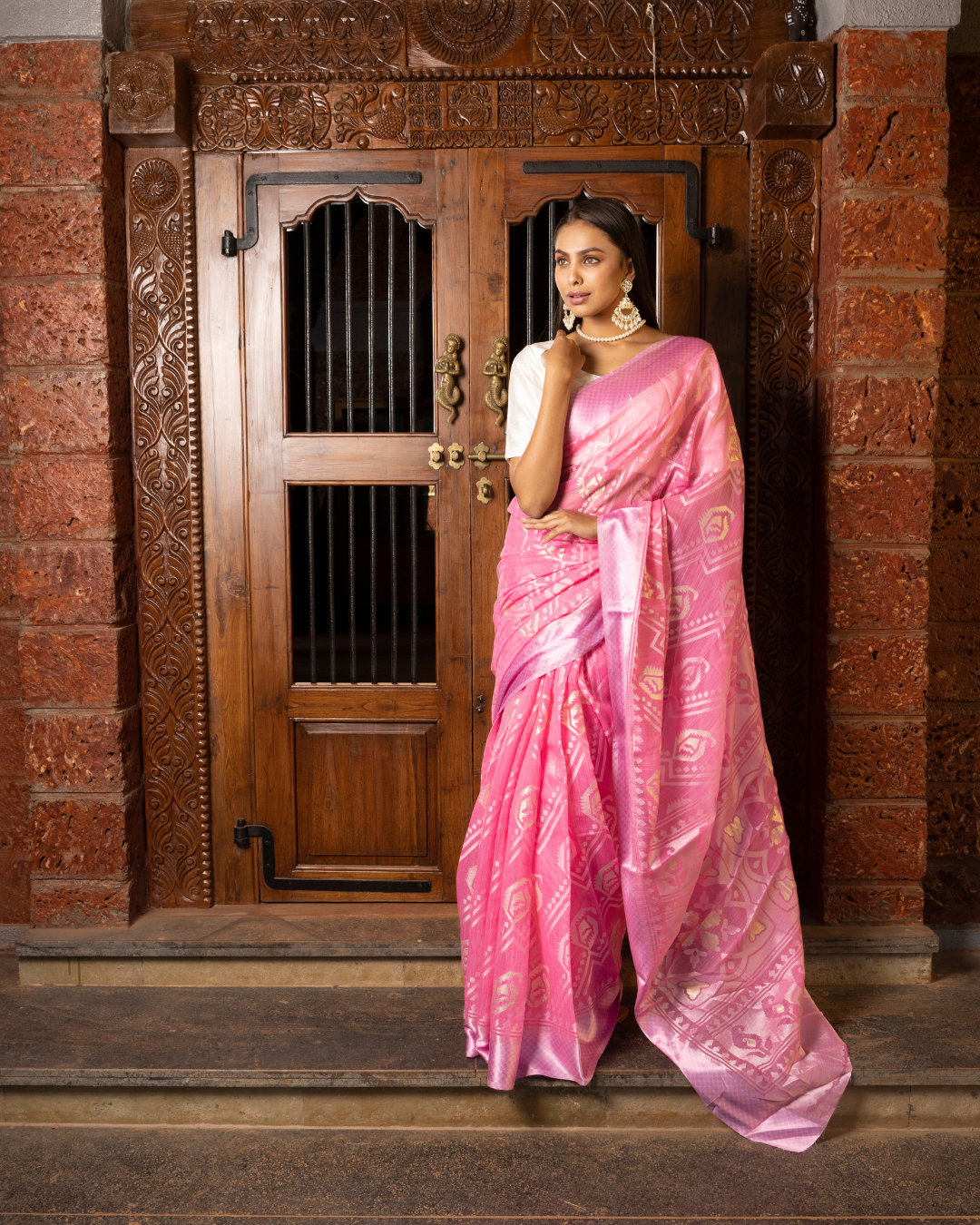 Pink Color Synthatic Braso Silk Saree for Women 