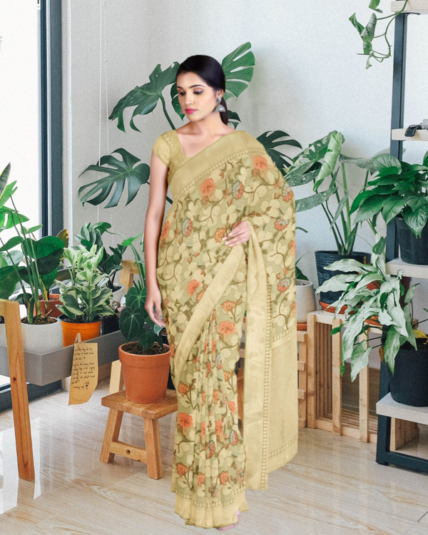 Sea Green Color Organza Silk Saree for Women